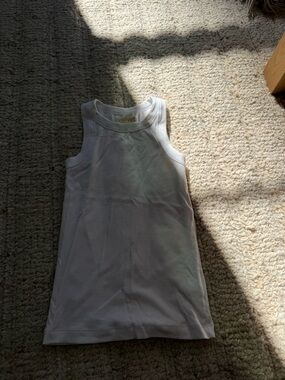 Velvet White Ribbed Tank Top